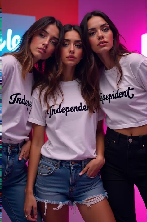 María Becerra, Emilia Mernes and Nicki Nicole with the independent t-shirt