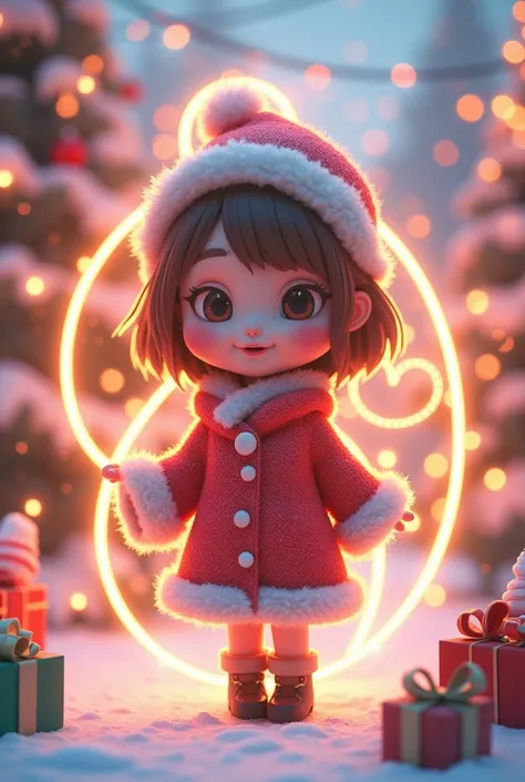  Create in 3D  "Idalina "  with a Christmas background and a BTS outline