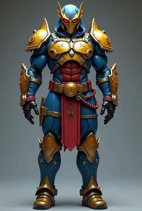 2D model, armed, enemy, evil, 2D, simple, retro, back and front side photo,   A male champion mummy for the League Of Legends Mecha Zord armor  (Cores: blue and gold and yellow  )  details of red Mumm-Ra steampunk blasters on the cuffs

Megazord Boss Golda...