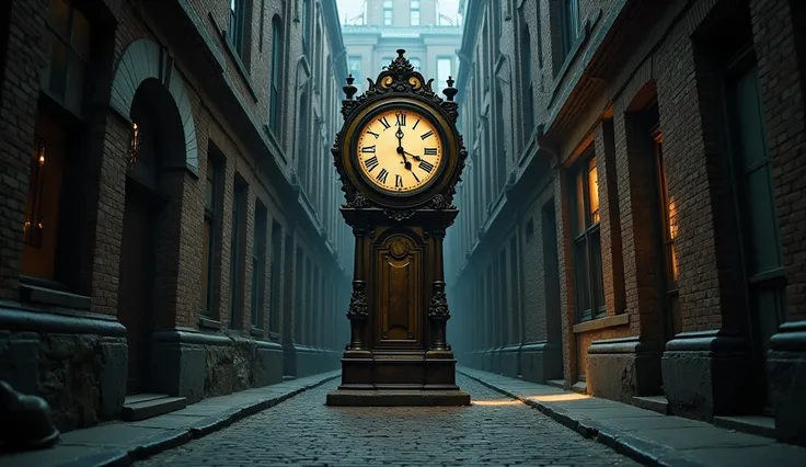 An alley a clock.