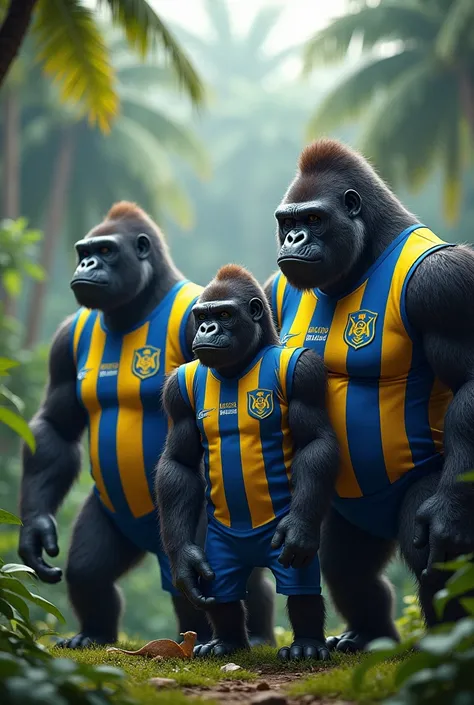 Gorillas wearing the Boca Juniors Athletic Club jersey