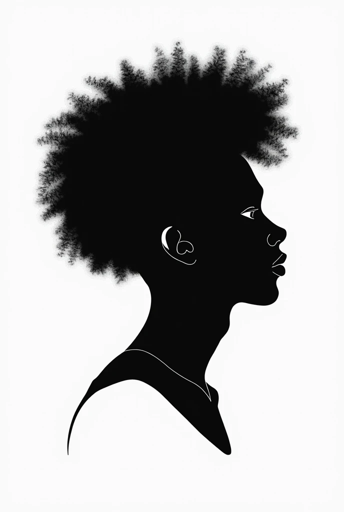 Afro style male profile illustration, white silhouette 