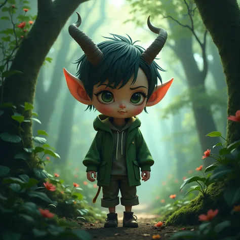 A boy who walked in a forest what a boy a strange appearance because he had horns that covered them 