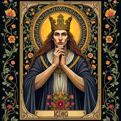 tarot card, Art Nouveau, high saturation, king