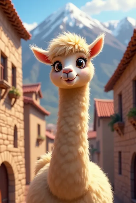 Beautiful alpaca in Cuzco Peru animated dm drawing