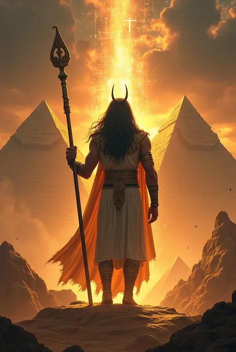  It makes the god Amun holding his staff in front of some pyramids, Write DEATHLESS with the lyrics interacting with the scenario use a more animated image write DEATHLESS with the lyrics interacting with the scenario