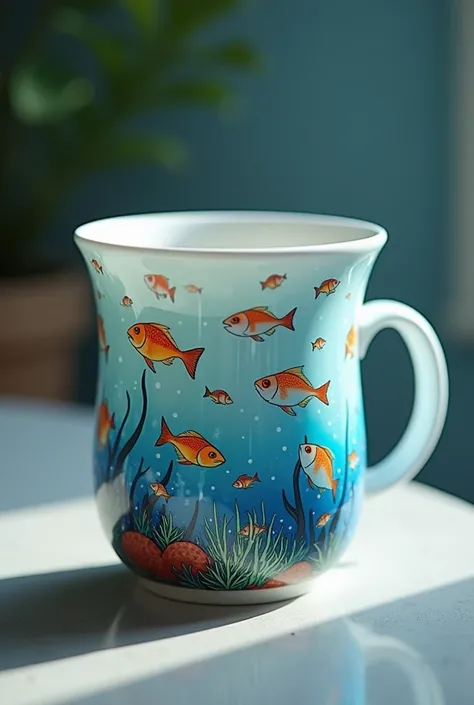 a magic mug with a drawing related to water 