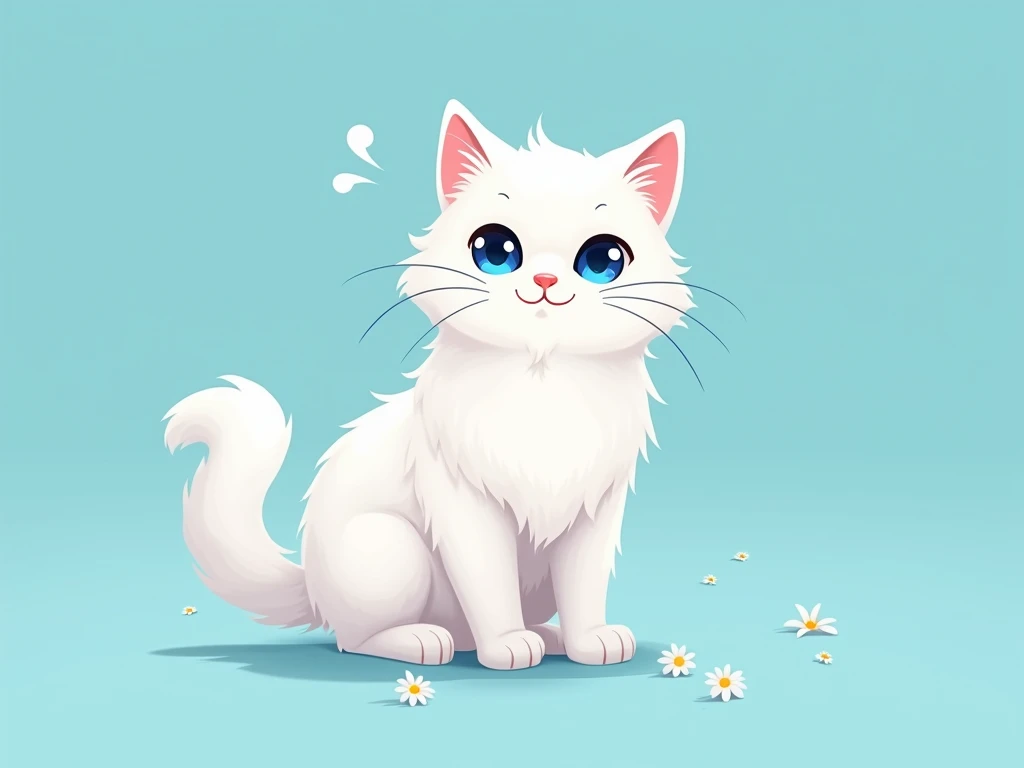 pc spec twitch picture with a cat on it against a sea-colored background white cat with blue eyes up to 320 pixels wide