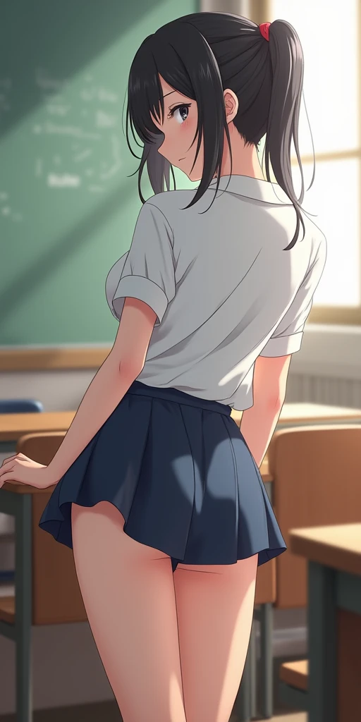 (( best quality)), ((masterpiece)), (  Details),  perfect anatomy, Detailsな腕, Detailsな指,nsfw1.9,In the classroom,A beautiful  Japanese high school girl with big boobs，  wearing a high school uniform ,Beautiful slender body line ， Facial beauty， very big br...