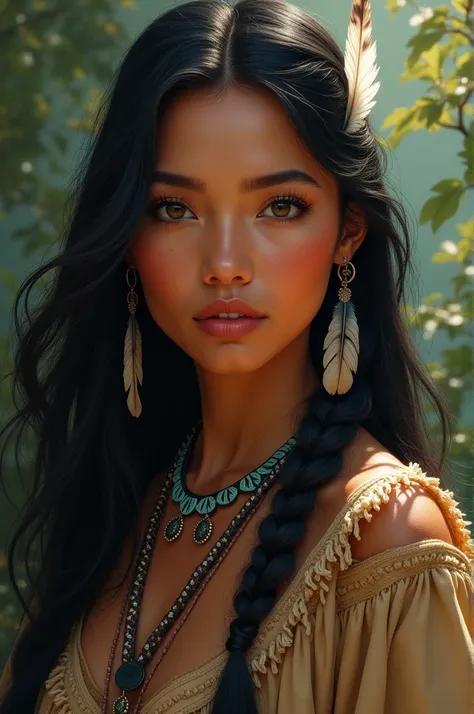 Beautiful indigenous woman that looks like pocahantas