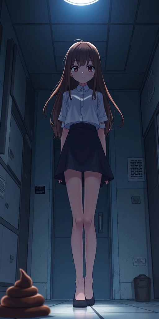 Score_9,  Score_8_up, Score_7_up, sauce_anime, One girl,alone, Anime eyes, Conceit, Long Hair, (Poop_Brown Poop:1.1), (Lower body naked),Best Quality, (Face down), Fantasy, (((high bottom-up:1.5))), (multi angle), (skirt:1.2), (From below:1.3), (Dark Lab),...