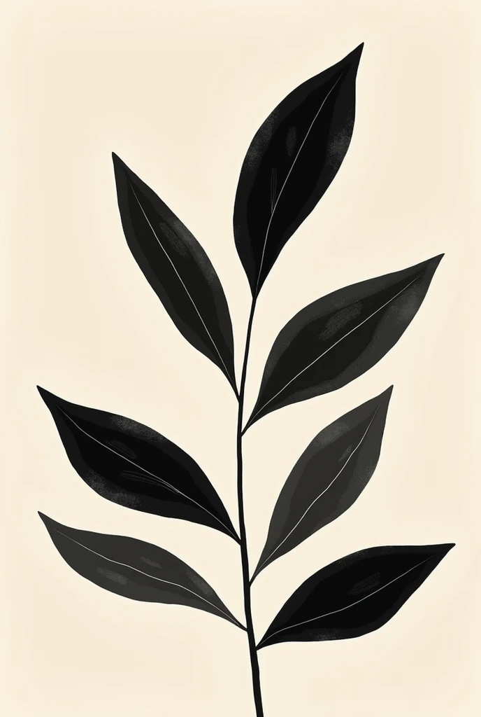 "Create a simple and modern painting design. Use natural and minimalist colors such as black and cream in the design. Let the shapes consist of large, abstract plant forms; let the leaf patterns be in a fluid and organic style. The background should be sim...