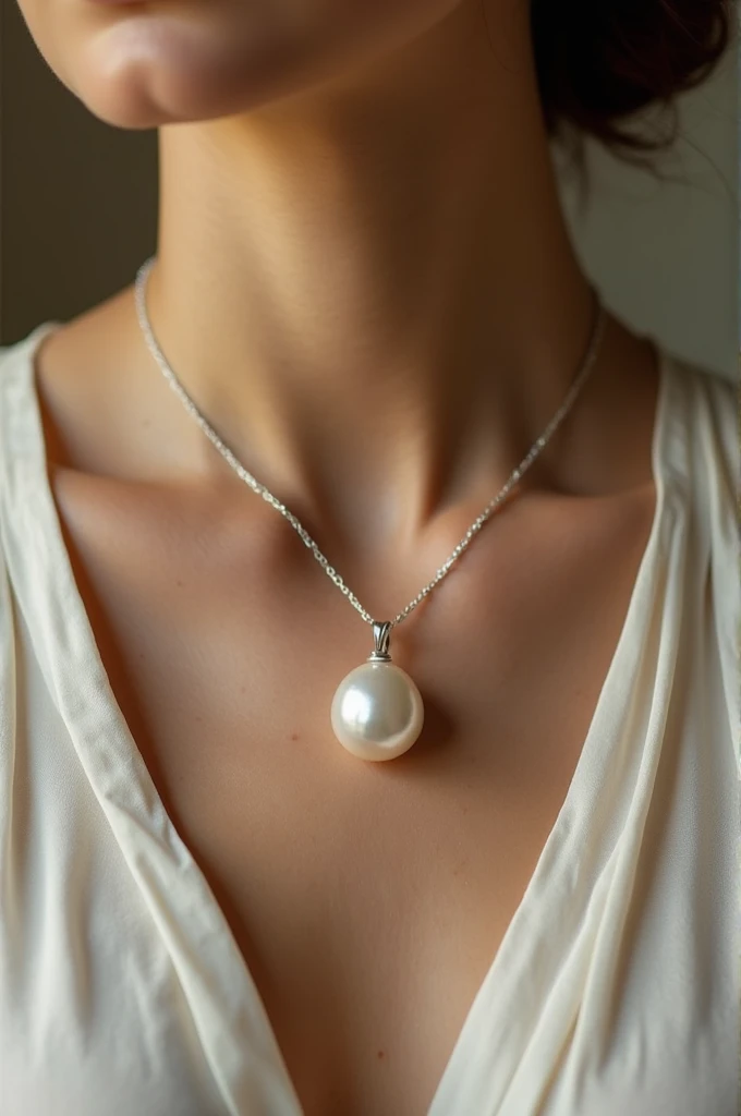 Collier, 1 perle de nacre, chaine, original