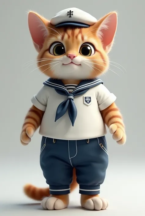 Create real 3D cat with sailors clothing