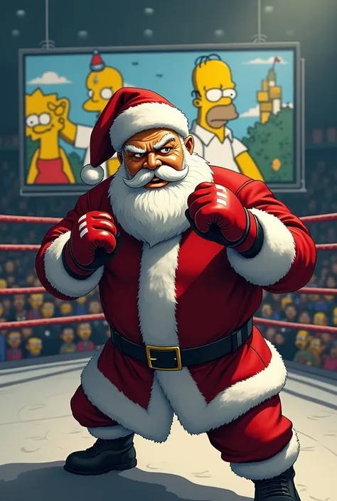 Santa claus in ufc fight  with nfk billboard simpsons style
