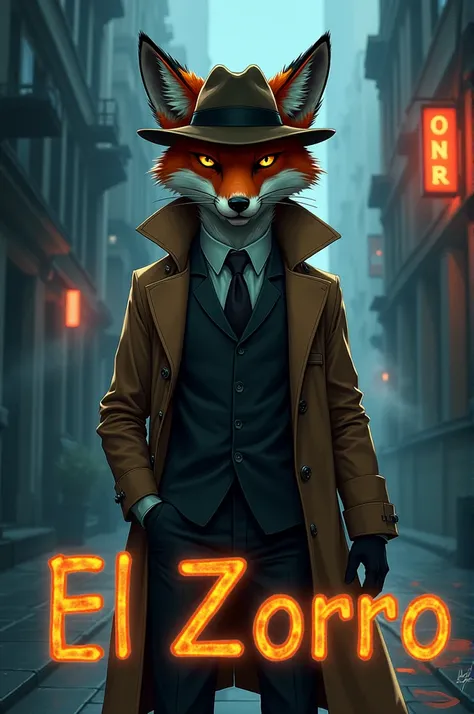 Image of a detective Fox with the words of EL ZORRO below the image