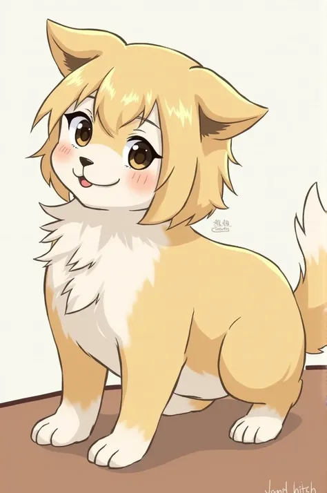 Anime dog girl,naked,fur,furry,tail,snout,paws,pussy ,mounting dick