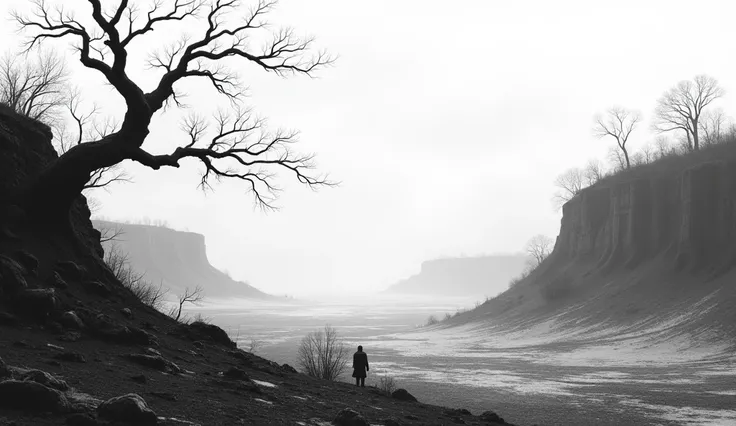 Black and white landscape without characters 