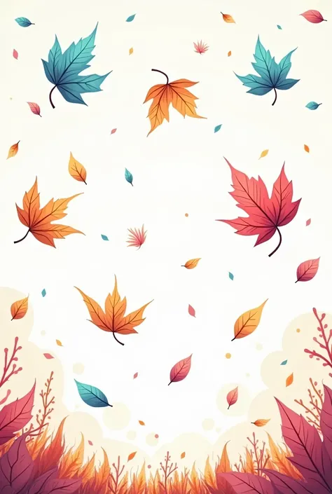 cartoonish, high resolution, comic, white background, polished, polychrome leafs, falling leaves, vaporwave, minimalist