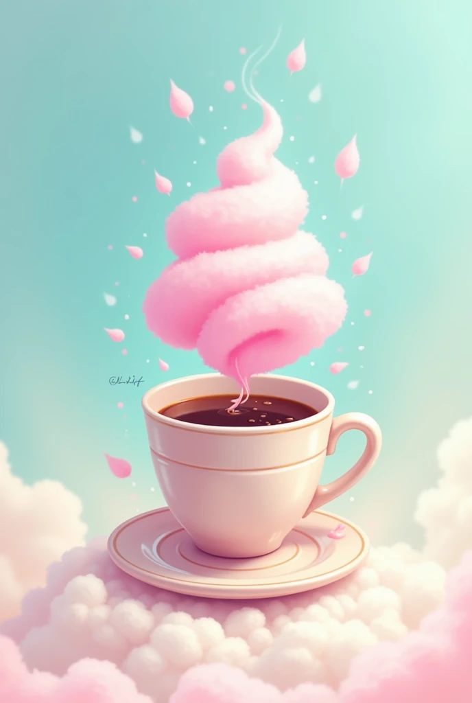 I want a logo, THE TITLE IS Sweet Little Rain ,  AND THE SLOGAN IS “if the raindrops were candy ...”,  I WANT A CUP OF COFFEE WITH COTTON CANDY ON IT AND ALSO THAT LOOKS LIKE RAIN 