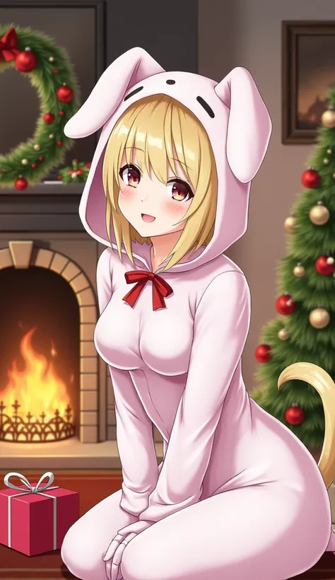 Okay how about “Kashino from (Azur lane) being in a Christmas themed bunnysuit next to the Christmas tree🎄 and roaring fireplace too and being the waiting Christmas gift 🎁 to be opened up by the commander”. 😋