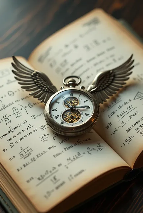 Winged stopwatch in a math notebook 

