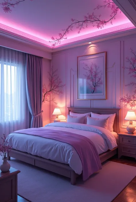 Une chambre a lis ba, lumiere violette ... avec des petit details danime 
Plus spacieux ou je  peux vivre avec ma copine