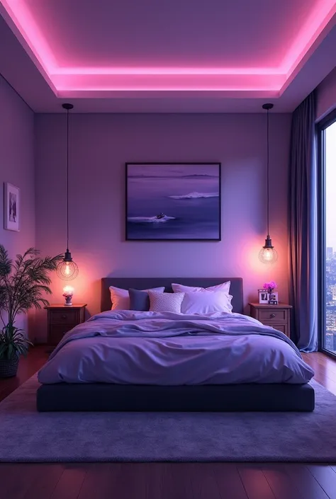 Une chambre a lis ba, lumiere violette ... avec des petit details danime 
Plus spacieux ou je  peux vivre avec ma copine
Change la couleur en violet foncee et un lit plus bas et plus grand 