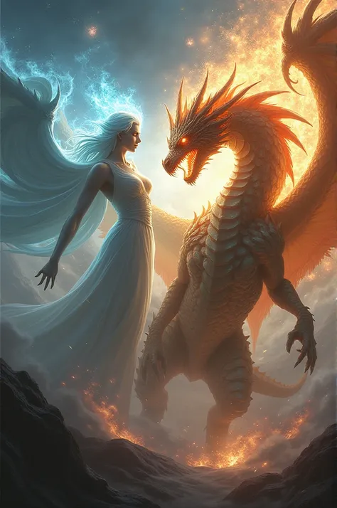 Dragon fighting god