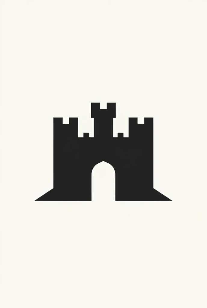 An isotype of a castle with the letter M