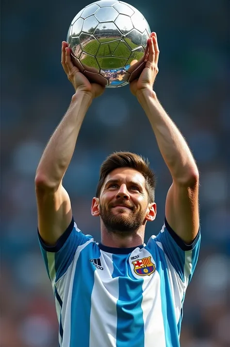 Messi lifting the silver ball