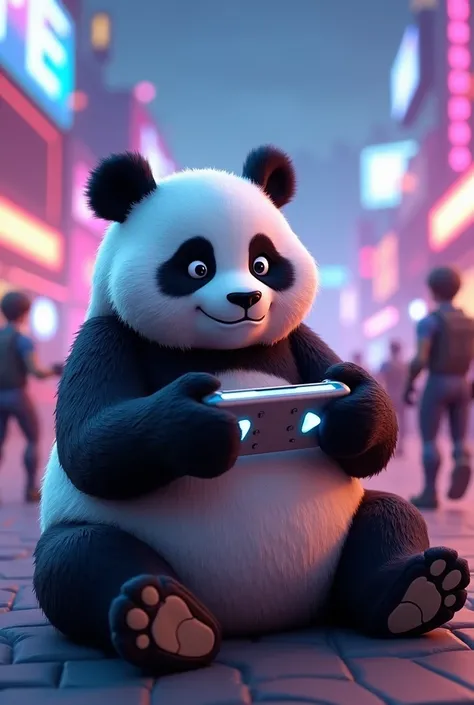 Panda playing Fortnite