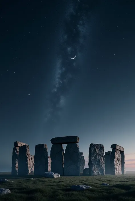 Stonehenge at night under a starry sky