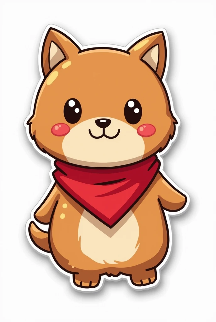  create a sticker of a brown teporingo, with a red handkerchief around the neck , Kawaii style create the sketch