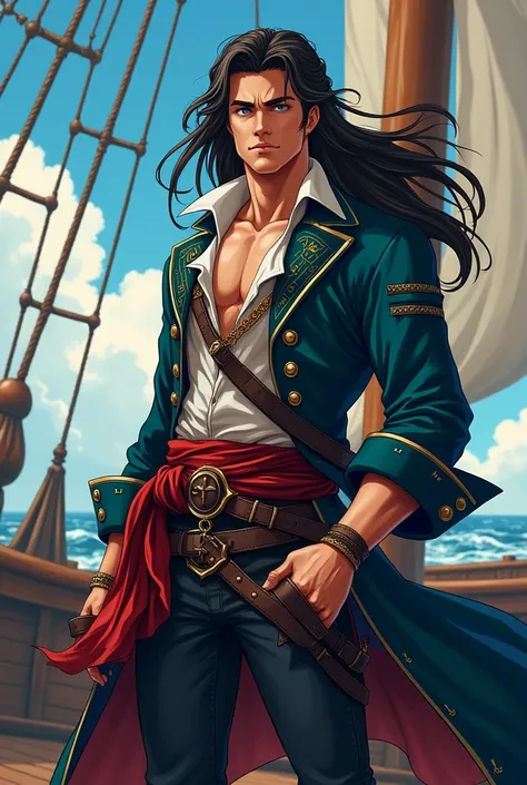 Anime guy pirate long hair

