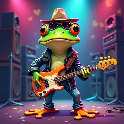 Cute little frog as rockstar written by Ju Silva