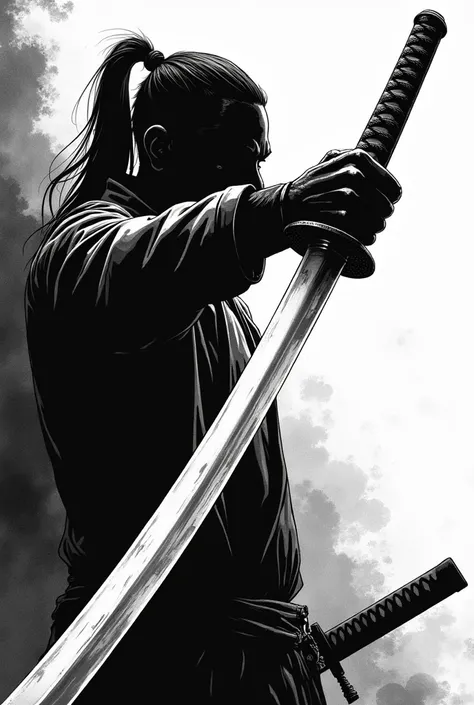 Generate Katana photo image black and white comic