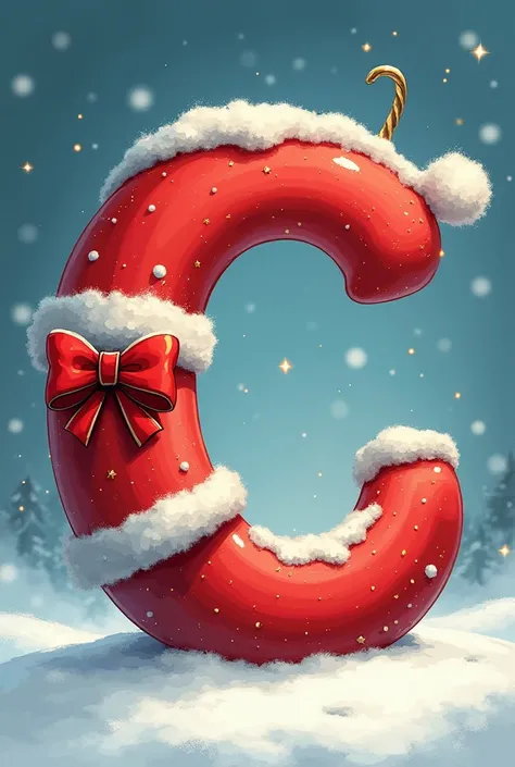 Letter C with Santa Claus ring 