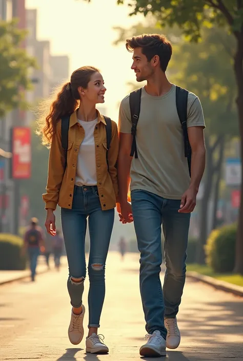 Young man walks in the company of a teenage girl