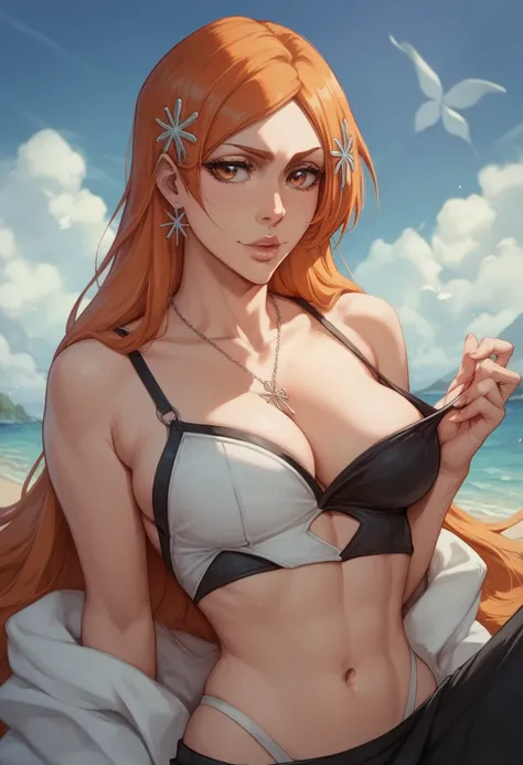 Orihime from bleach as akatsuki member