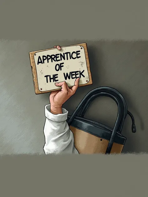 Make my hand hold up a sign saying “Apprentice of the Week”