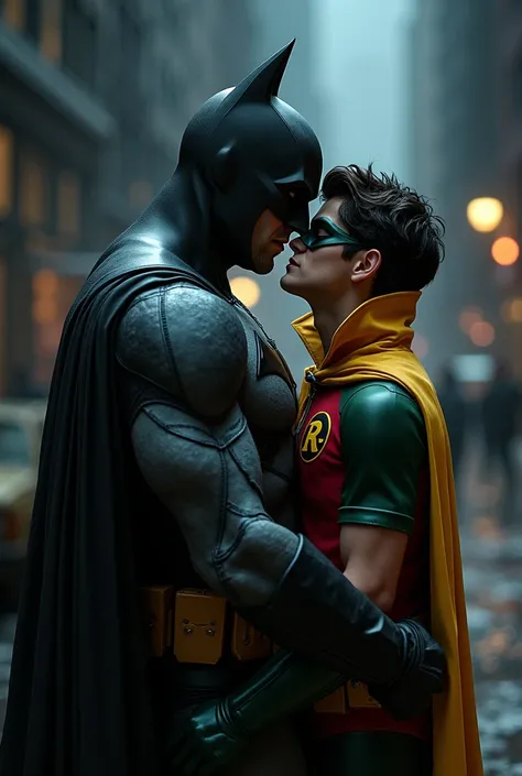 Batman and Robin kissing