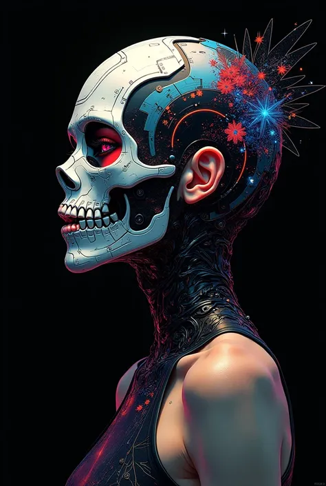 (masterpiece, best quality) , 1lady, solo, anime girl wearing skull facemask, in the style of cyberpunk imagery, full body, realistic hyper-detailed portraits, womancore, metallic accents, outrun, hyper-realistic pop, angelcore, illustration, ink artistic ...