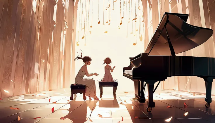 Draw a music festival poster，There is a piano，Musical note elements