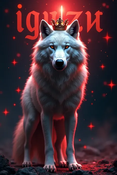 A wolf with the letters Glizy and a crown and red stars