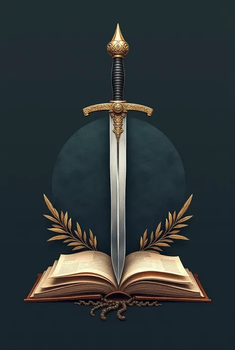  A logo that has a pen to write ,  a military sabre and a book that symbolizes education, Rigor y Affect 