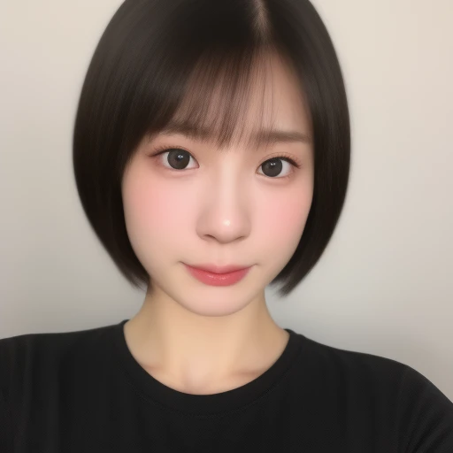 (kawaii 24 year-old Japanese girl, Nogizaka idol, Korean idol), healthy female athlete body, (glossy black hair, short bob, pixie cut, bangs:1.3), (rounded face, beautiful black eyes, single eyelid, no makeup:1.2), (serious expression, nervous, facing stra...