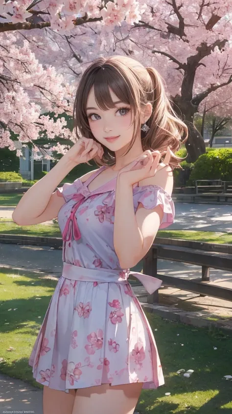 A park where cherry blossoms dance,high school girl,(random pose:1.2),(random hairstyle),(Highest image quality,(8K), Ultra-realistic, Best Quality, High quality, High Definition, high quality texture, high detailing, Beautiful detailed, fine detailed, ext...