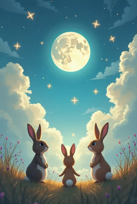  Meanwhile, rabbits came up with the last remaining method .  One day, these three friends received an assignment from the King of Heaven .  but the sky actually came up with the last remaining method .  Every time people saw the moon, they remembered this...