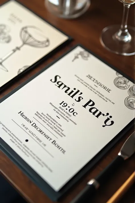 company party invitation with time text 19 : 00 place Hilton Colón hotel date Wednesday, December 18 semiformal clothing